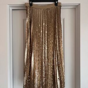 Maeve by Anthropologie Gold Embellished Skirt